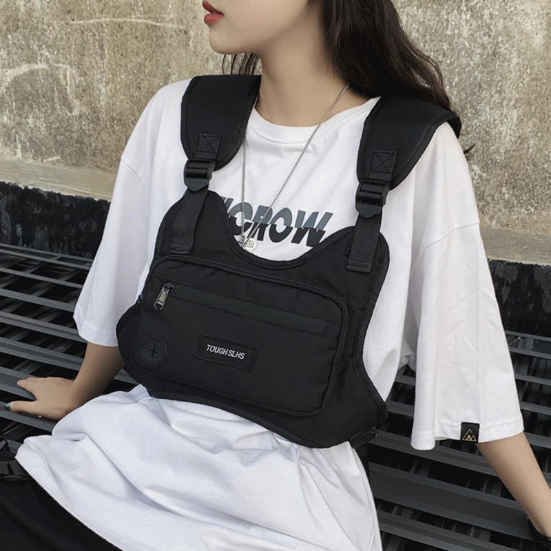 Chest Bag Hip Hop Streetwear Fashion Large Capacity Functional Waist Bag Sports Casual Oxford Vest Bag for Men Women