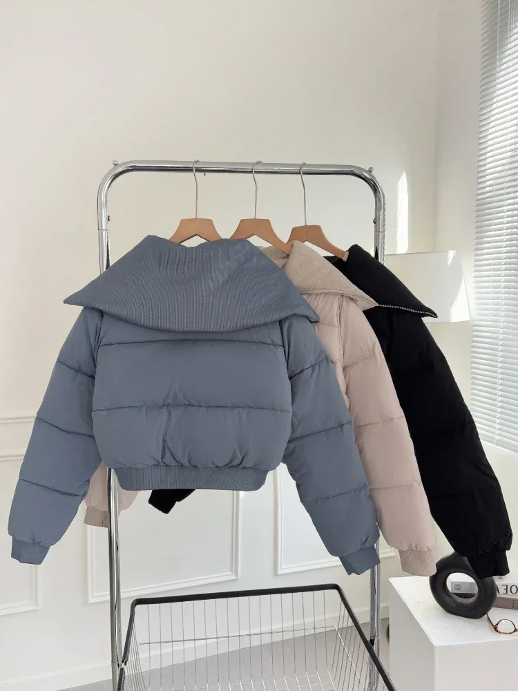 2026 Winter Zipper Cotton Jacket Thickened Warm Wide Lapel Coats for Women Fashion Solid Color Casual Loose Winter Jacket Women