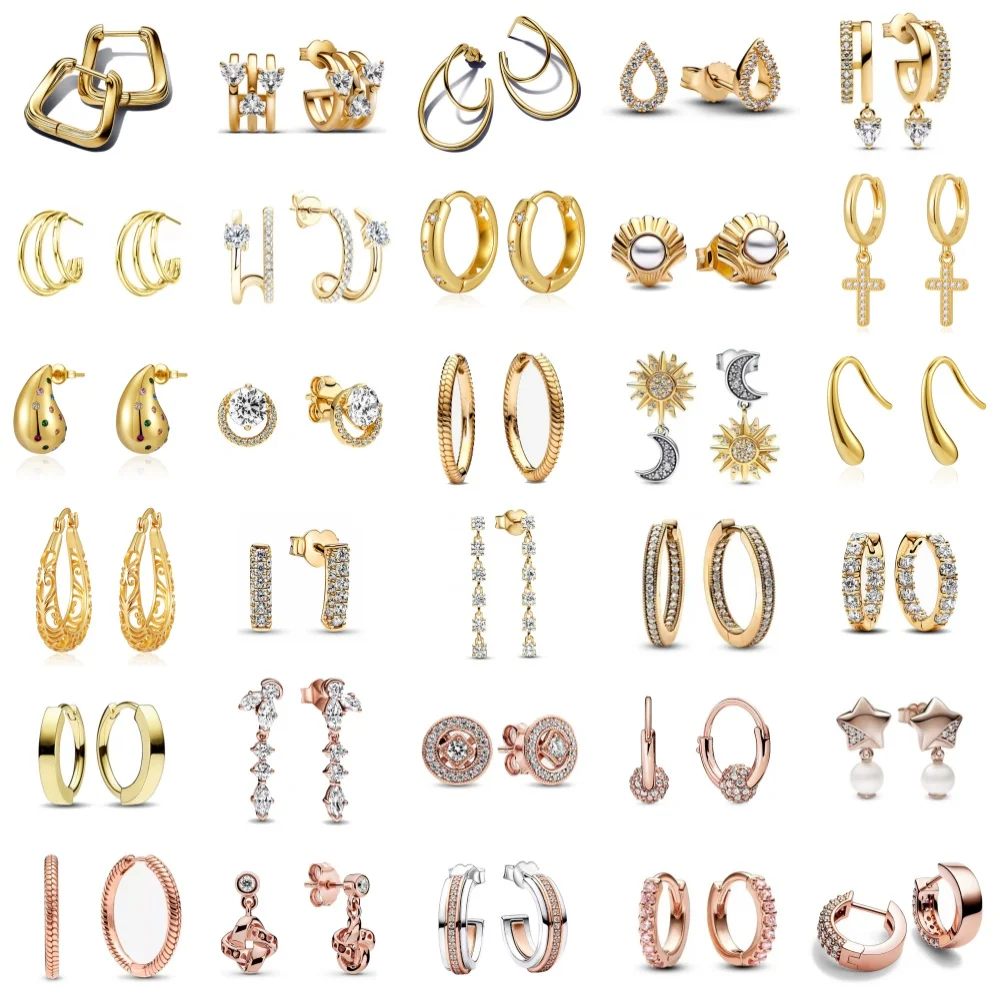 

Новые сверкающие золотые серьги-кольца из серебра 925, оригинальные серьги-гвоздики для свадебной вечеринки, модный аксессуар, серьги-гвоздики из розового золота, женский подарок на годовщину