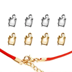 50pcs Stainless Steel Fold Over Cord End Terminators Crimp Tip Cap For DIY Leather Rope Bracelet Necklace Crafts Jewelry Making