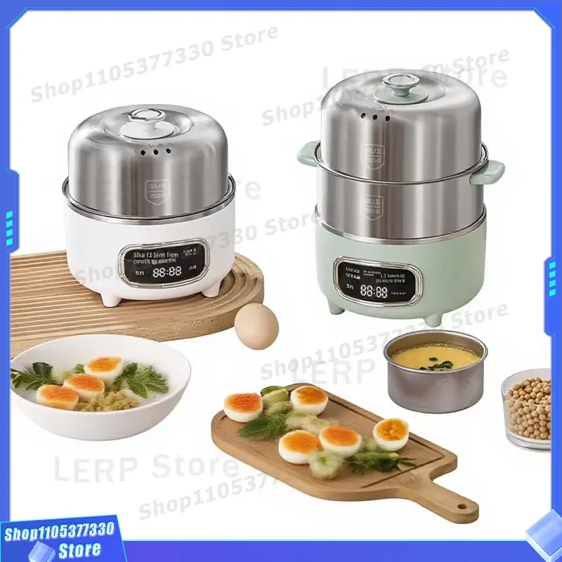Smart Electric Egg Steamer Stainless Steel Double Layer Pot Automatic Power Off Household Breakfast Machine Small Kitchen