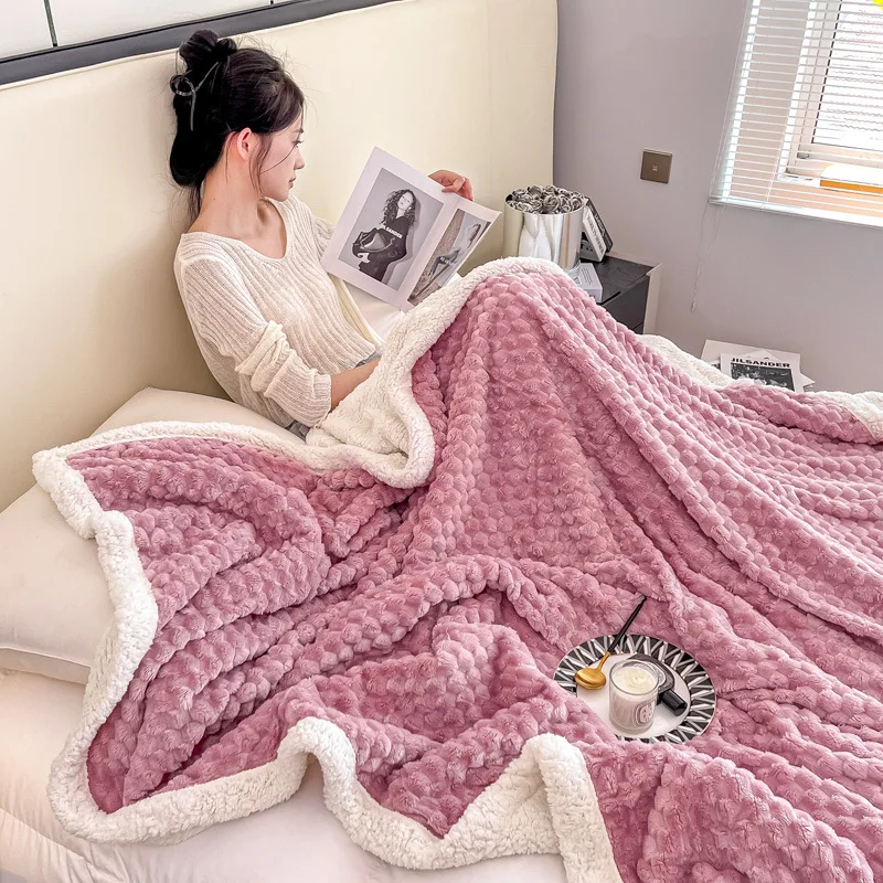 

Thickened turtle wool lamb fleece blanket flannel coral fleece nap blanket office cover single solid color blanket