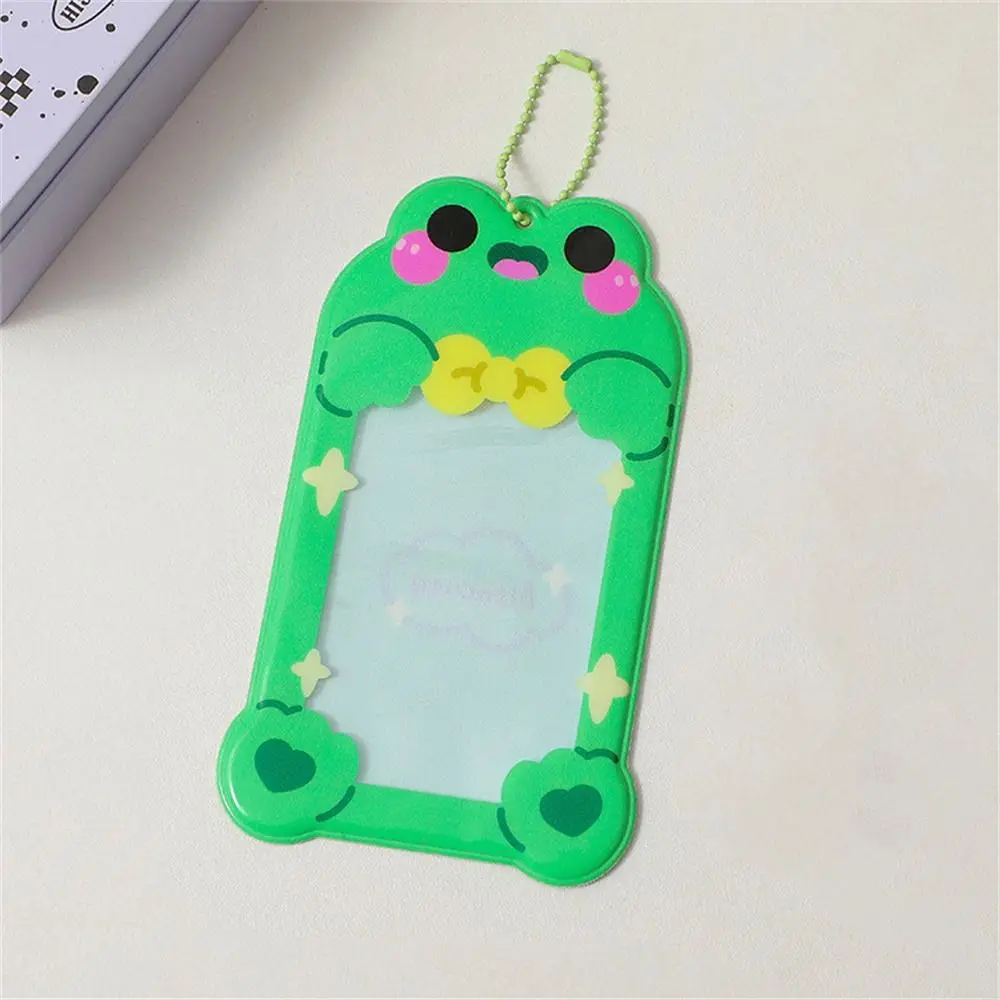 Tarjeta pequeña en forma de Animal, soporte para sesión fotográfica, colgante de llave, ídolo transparente, foto protectora, dibujos animados Kawaii, funda para tarjetas de 3 pulgadas, bolsa para tarjetas