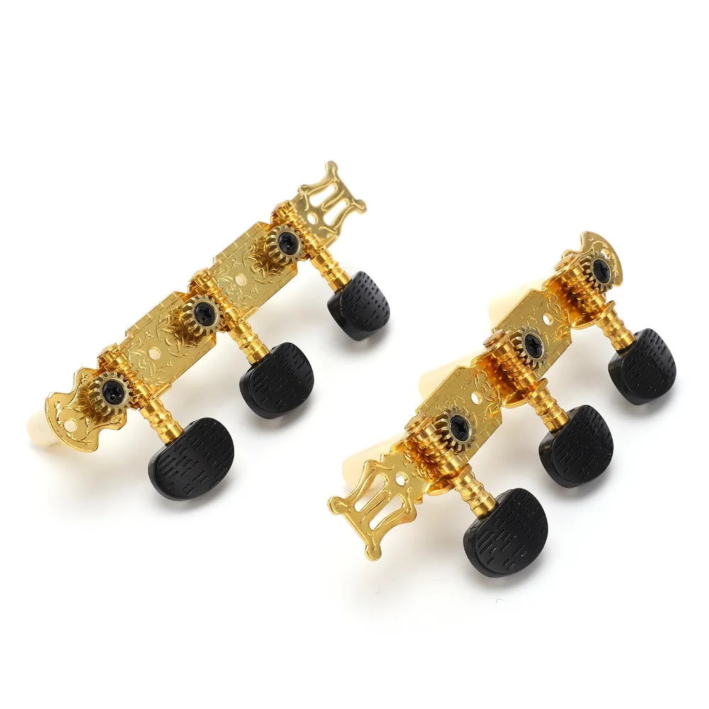 ​Metal Guitar Tuner Head​ ​Tuning Keys Pegs ​3L 3R ​Classical Guitar Tuners​ ​Black and Gold ​With Screws​ ​String Tuning Peg​