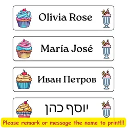 Personalized Waterproof Name Labels for kids Cute Cupcake Custom Stickers Tags for Wattle Bottles, Backpacks, School Supplies