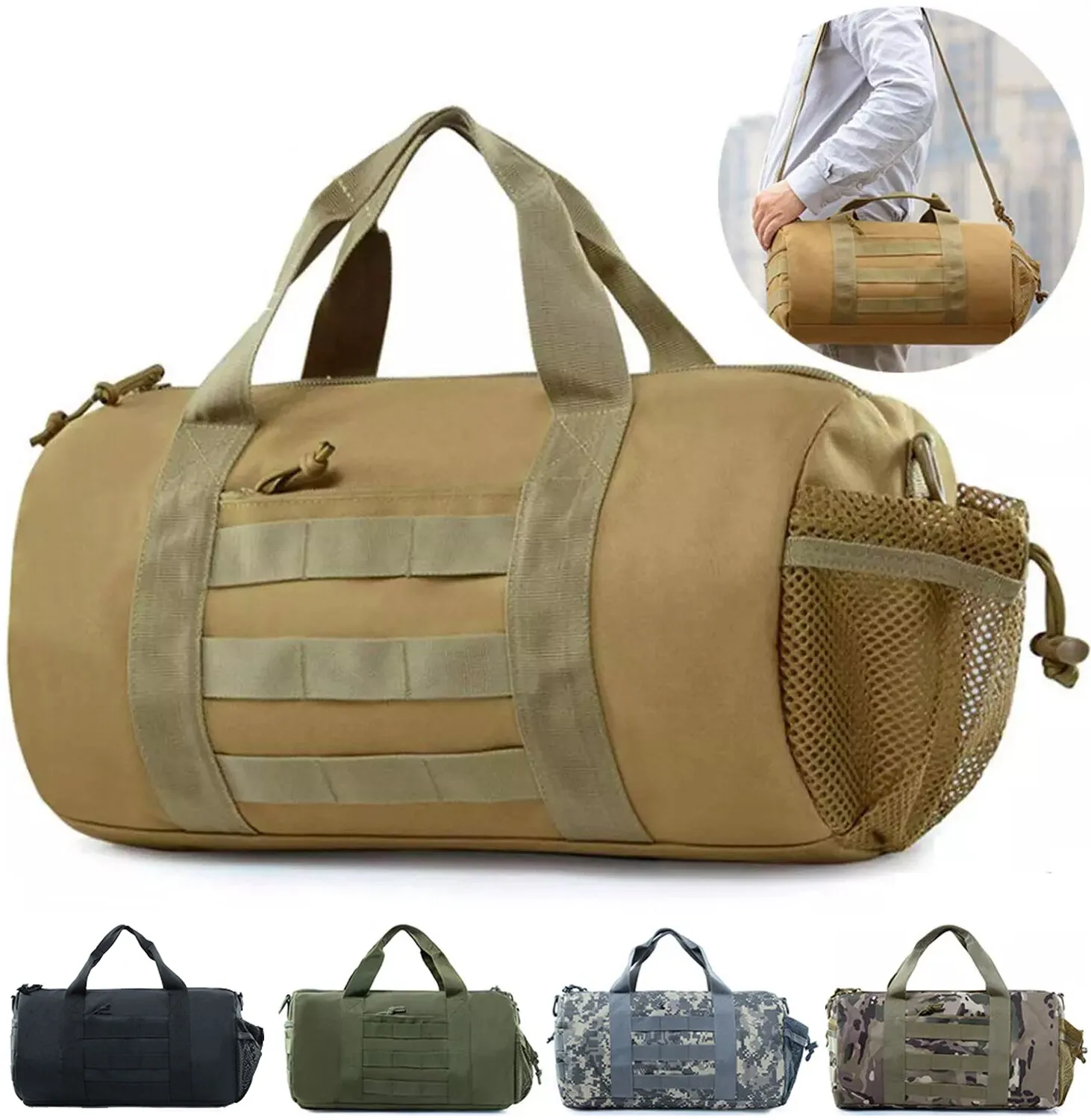 

Outdoor Tactical Duffle Cylinder Pack Military Shoulder Messenger Bag with Molle System