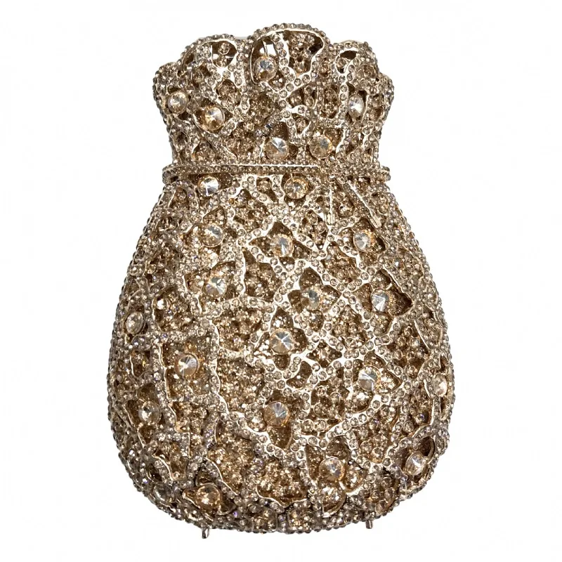 Luxuriöse Damen-Abendtasche mit Diamanten und Kristallen, Elegante Clutches, Klassische Braut- und Hochzeitstaschen – Detail 4