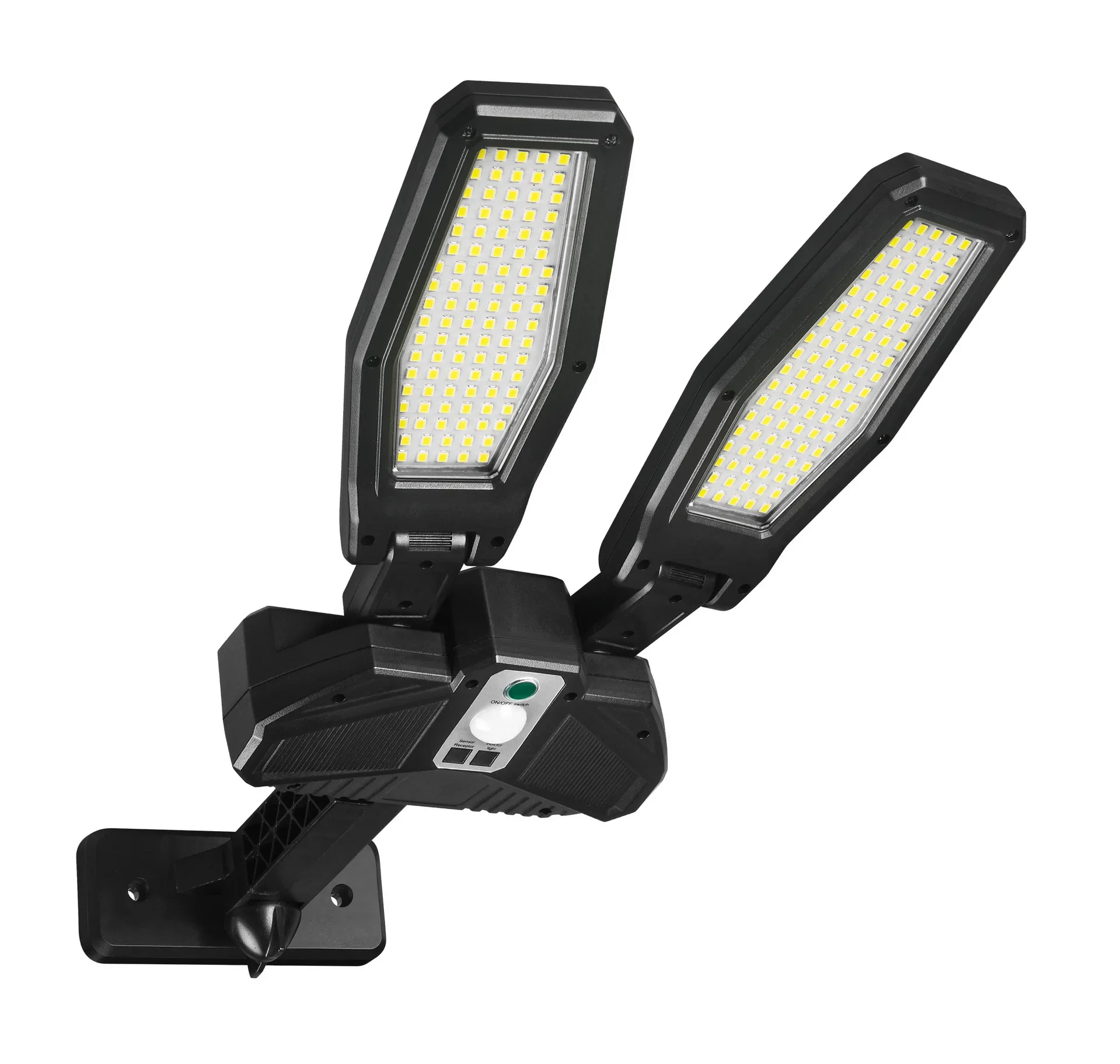 Lámpara LED de inducción Solar para exteriores, farola de doble cabeza, iluminación impermeable para el hogar, lámpara de pared para jardín al aire libre con Control remoto