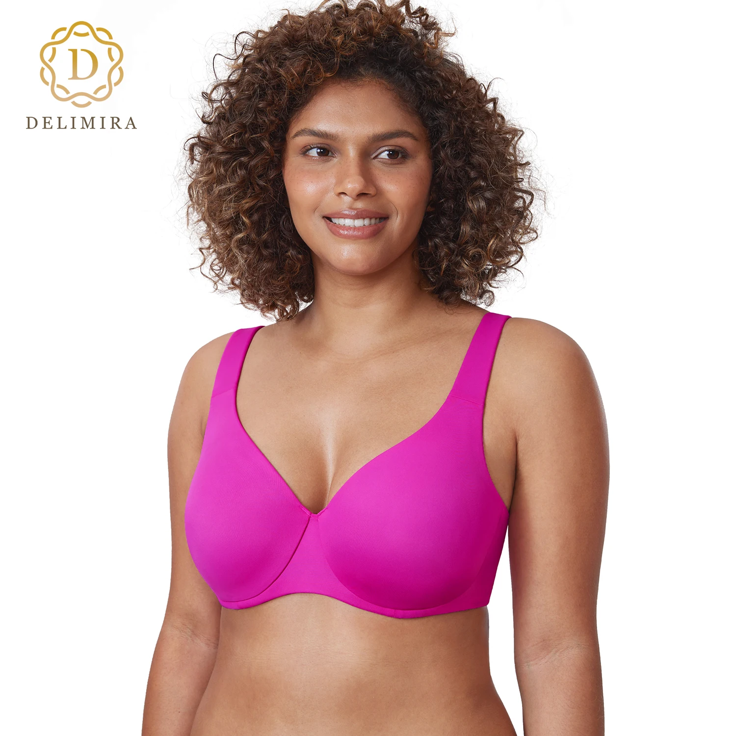 DELIMIRA Women's Plus Size Minimizer Bras Underwire Full Coverage Unlined Seamless Cup B C D DD E F G