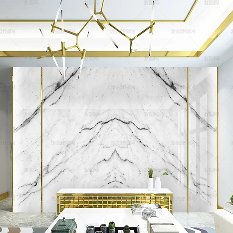 custom 3D jazz white wallpaper gray white marbling wall fresco sofa TV porch living room background wall bedroom dining room