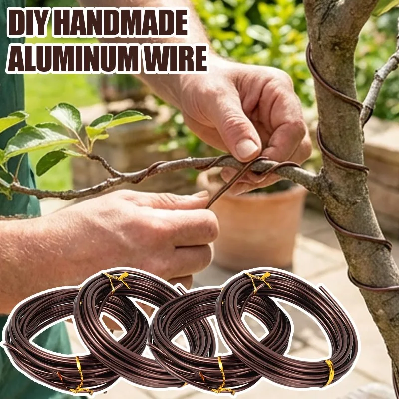 Brown Aluminum Bonsai Wires Plant Support Training Wire Fixing Strings DIY Shape Branches Support Bend/1.0/1.5/2.0/2.5/3.0mm