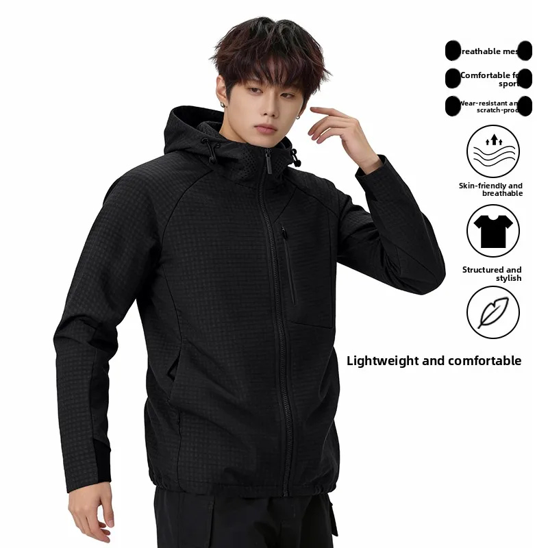 

2026 Spring Autumn New Sle Breathable Outdoor Soft ell Sport Jaet Hooded Sportswear Polyester Long Sve Zipper Closur...