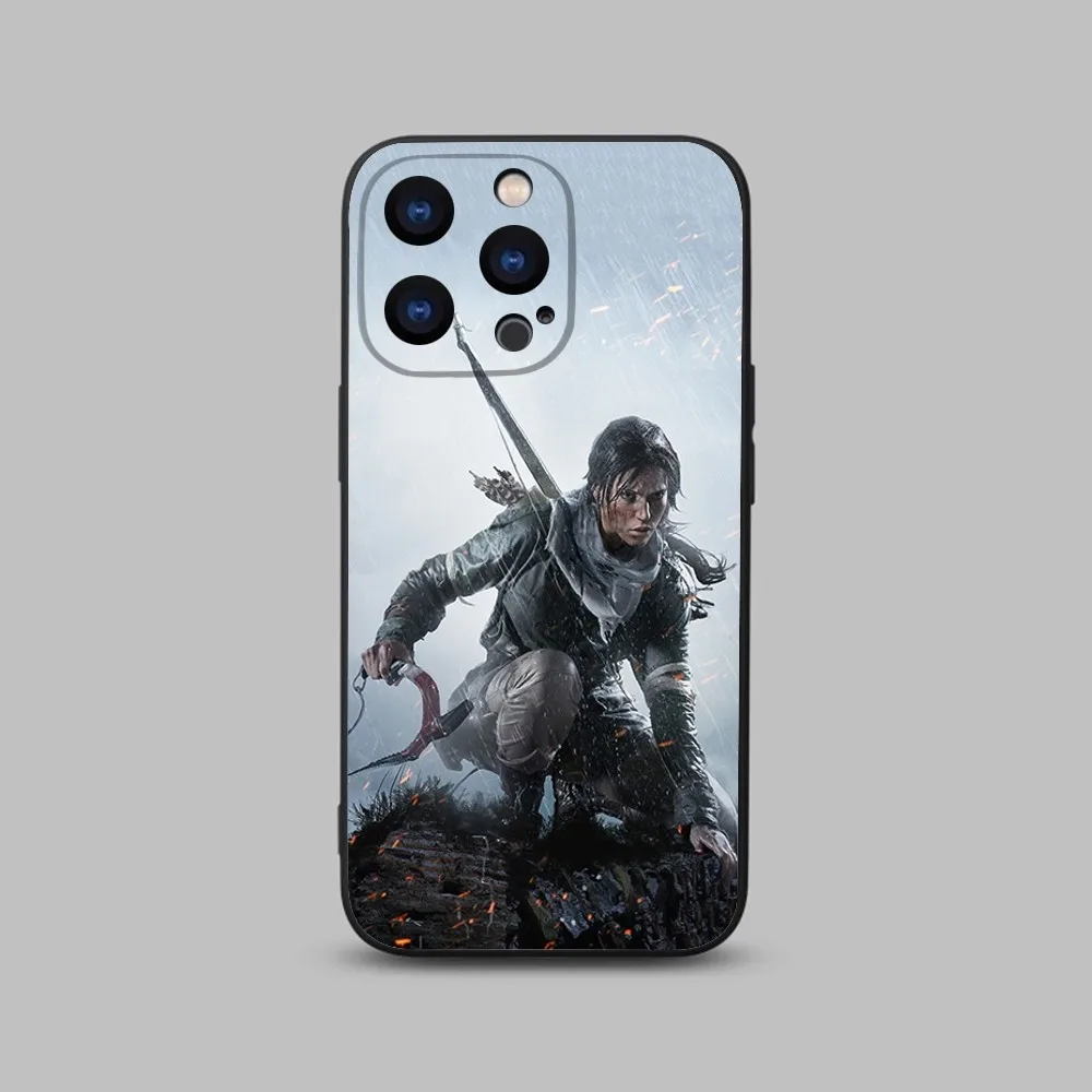 L-Lara-Croft T-Tomb Raider Phone Case For iPhone 15,14,13,12,11 Plus,Pro,Max,XR,XS,X,7,8 Plus,SE,Mini Black Silicone Soft