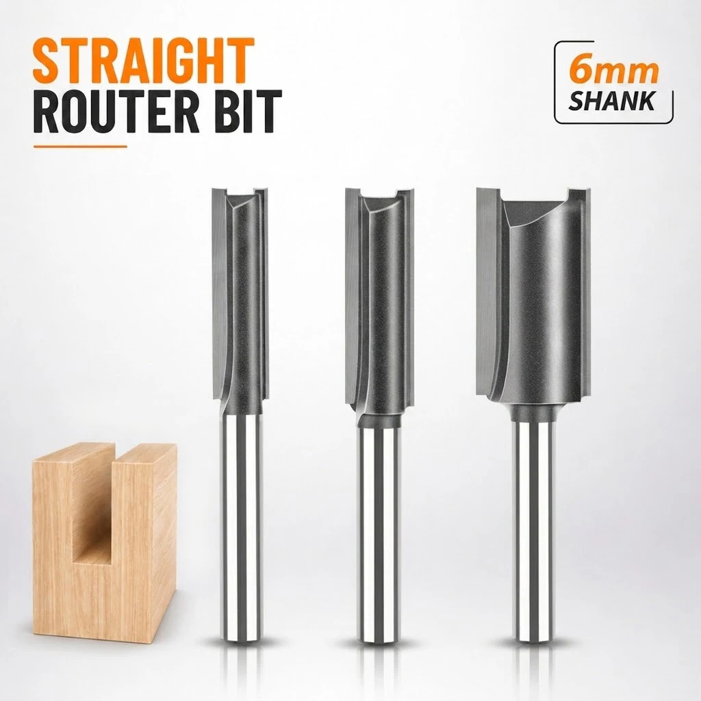 Extended Blade Straight Groove Trimming Wood Router Bit 6mm Shank Deep Notch Recess Shaping And Edge Trimming Milling Cutter