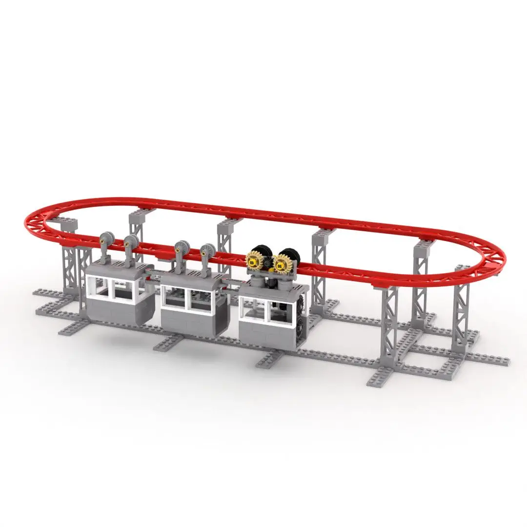 

Small Engineer Domestic Building Block Technology Model Circular Track Crawling Roller Coaster Shaking Cable Car Set