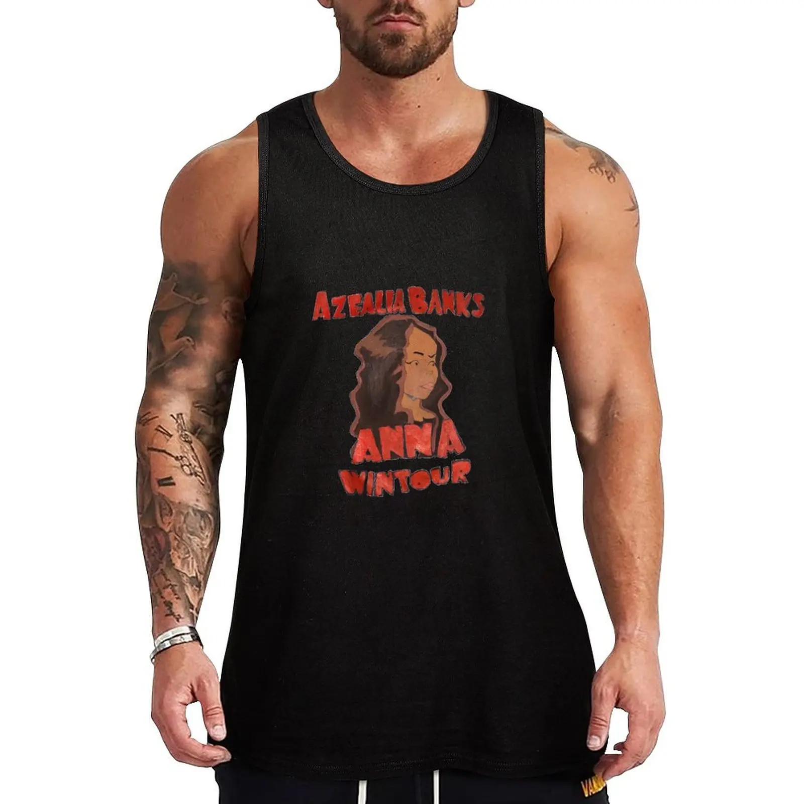 

Azealia Banks Anna Wintour Painting Tank Top Men's clothing brands Men's tops sleeveless man shirts