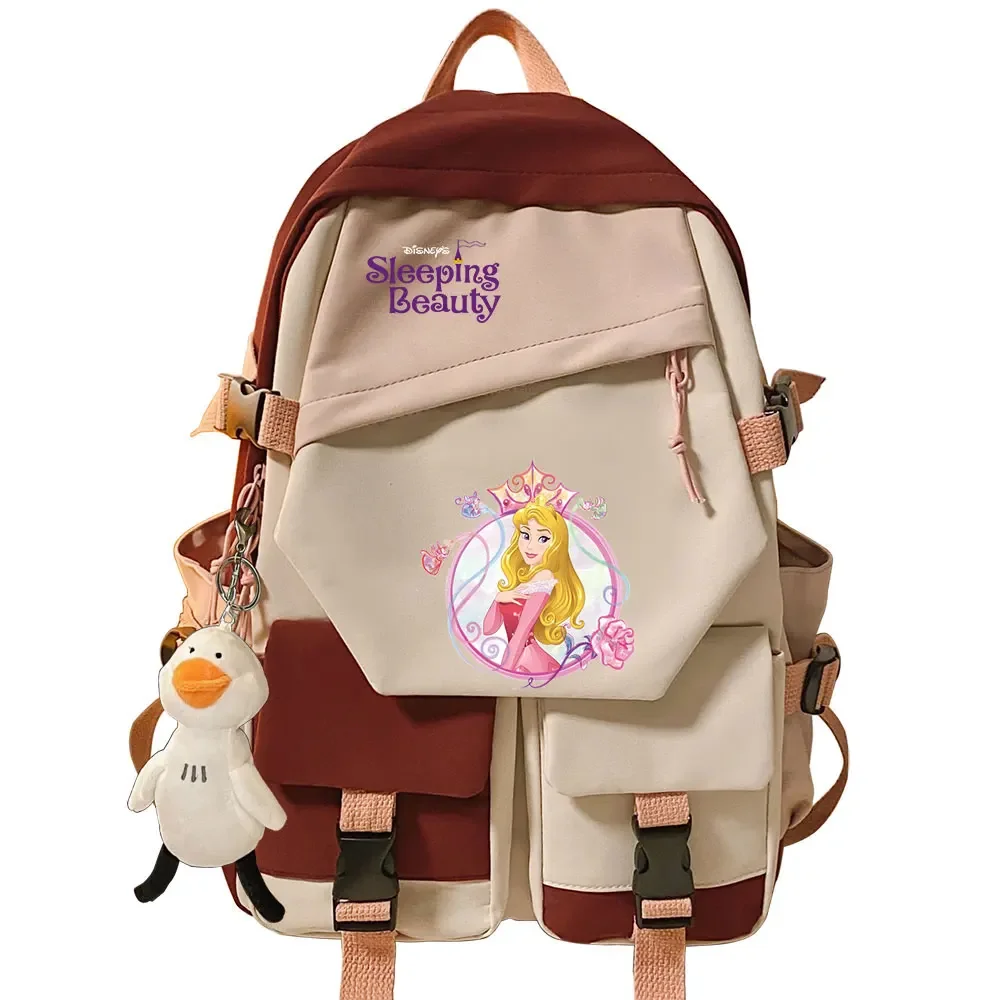 

Kawaii Aurora princess Sleeping Beauty Girls Kids School Book Bags Teenagers Women Patchwork Bagpack Student Backpack