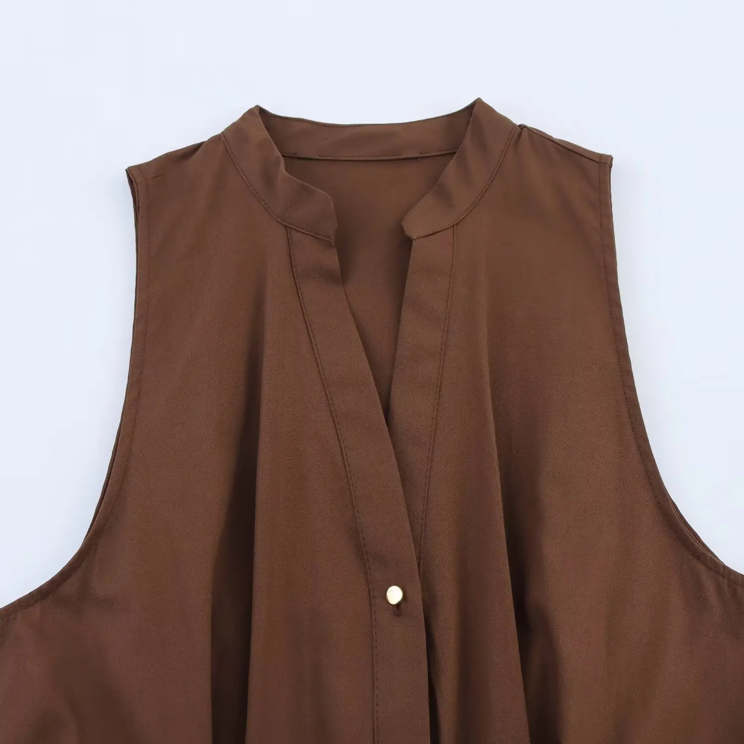 Dames elegant met riem Single-breasted jurk vrouwelijke zomer sexy elegante zakken geplooid versieren mouwloze midi-jurk