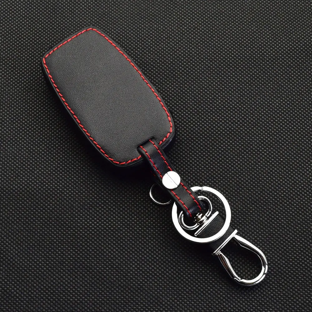 Leather Car Key Case Remote Control Protector Cover Keychain For Ssangyong Tivoli Rexton Stavic Actyon 2015 2016 2017 2018 2019