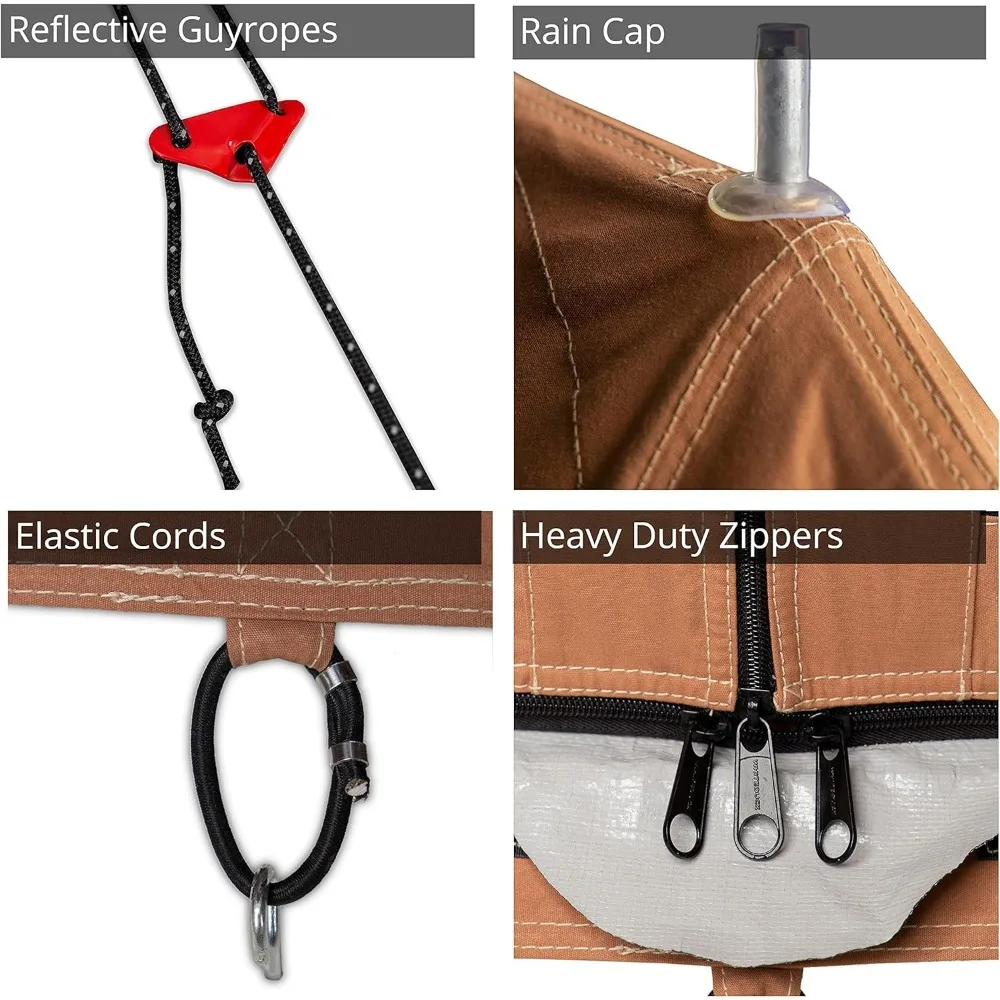 خيمة جرس قماشية فاخرة مقاومة للماء للفصول الأربعة للتخييم والتخييم مع موقد، مناسبة لجميع الأحوال الجوية والمغامرات الخارجية