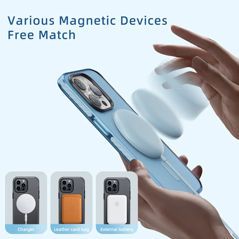 ROCK Translucent Magnetic Phone Case for iPhone 14 Pro Max Back Cover Slim Shockproof Protective Magnet Case for iPhone 14 Plus