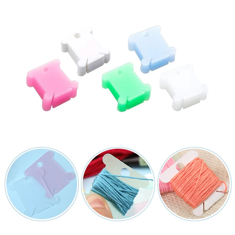100 قطعة من البلاستيك المتداول الموضوع مجلس عبر غرزة تخزين حامل الخياطة بكرة بطاقة الموضوع المنظم التطريز التطريز