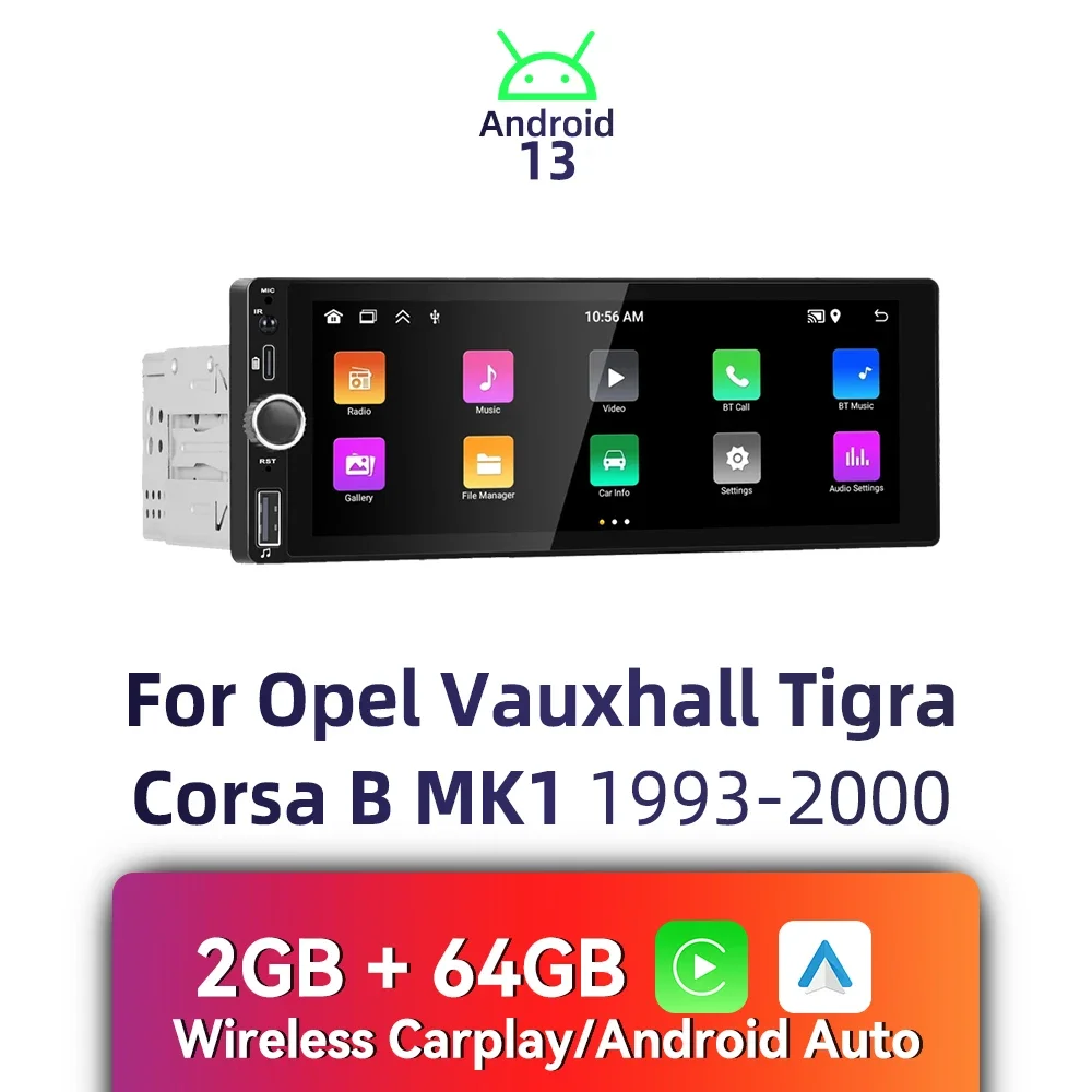 

Carplay Android Auto 1 Din радио Android автомобильный мультимедиа для Opel Vauxhall Tigra Corsa B MK1 1993-2000 6,86 "экран стерео GPS BT