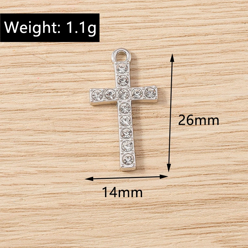 10 Stück 14 x 26 mm niedliche Kristall-Kreuz-Charms-Anhänger für Schmuckherstellung, Tropfen-Ohrringe, Halsketten, Armbänder, Zubehör, DIY-Handwerk, Geschenk – Detail 5