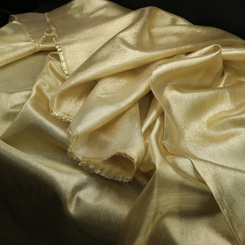 Pearlescent Silver Gold Fabric Light Bright Silk Reflective Stage Costumes Performance Clothing Fashion Decoration Handmade