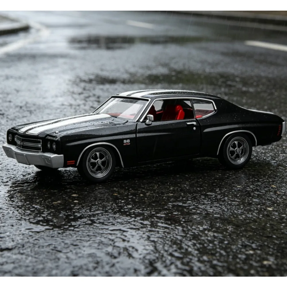 Modelo de Auto de Aleación Chevrolet Chevelle 1970 a Escala 1:24, Licencia Oficial, Función de Sonido, Luz y Deslizamiento, Auto Clásico Muscle Car