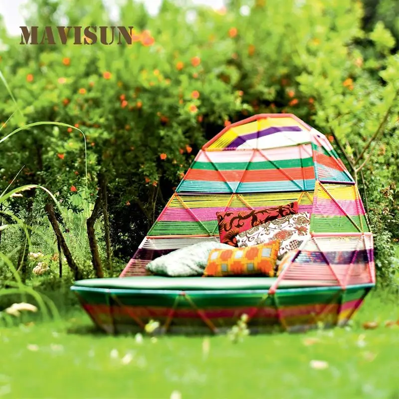 Outdoor Seven-Color Hanging Basket Wicker Chair Bird Nest Rainbow Recliner Blue Swing Household Hammock Indoor Balcony Furniture