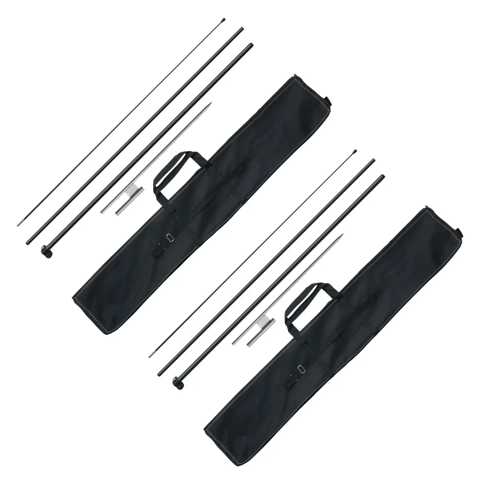 Feather Flag Pole Kit, 2 Packs Swooper Flag Pole 12.7 Ft, Sign Flag Poles for Business Advertising Flags Outdoor, with Ground