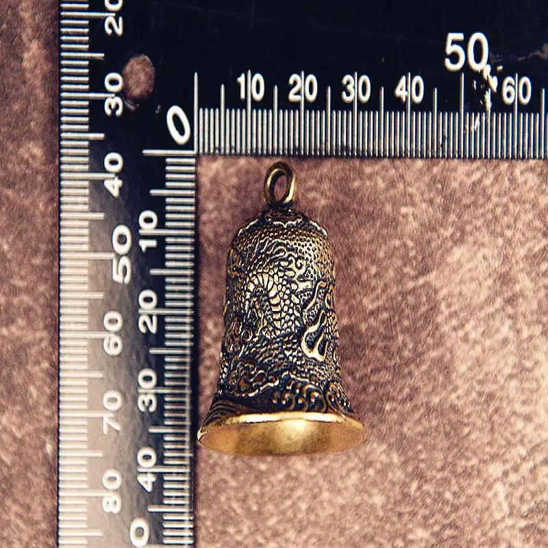 Lonceng Kuningan Antik Ukiran Naga Totem Koleksi Kerajinan Indah Ornamen Gantung Dekorasi Desktop Feng Shui Tiongkok
