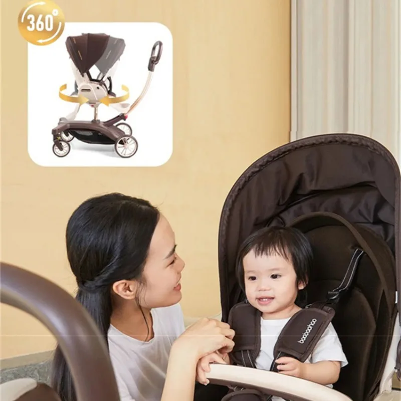 High Appearance Can Sit and Lie Baby Stroller for Newborns, Two-way Rotatable Folding Umbrella Car, High View Children\'s Trolley