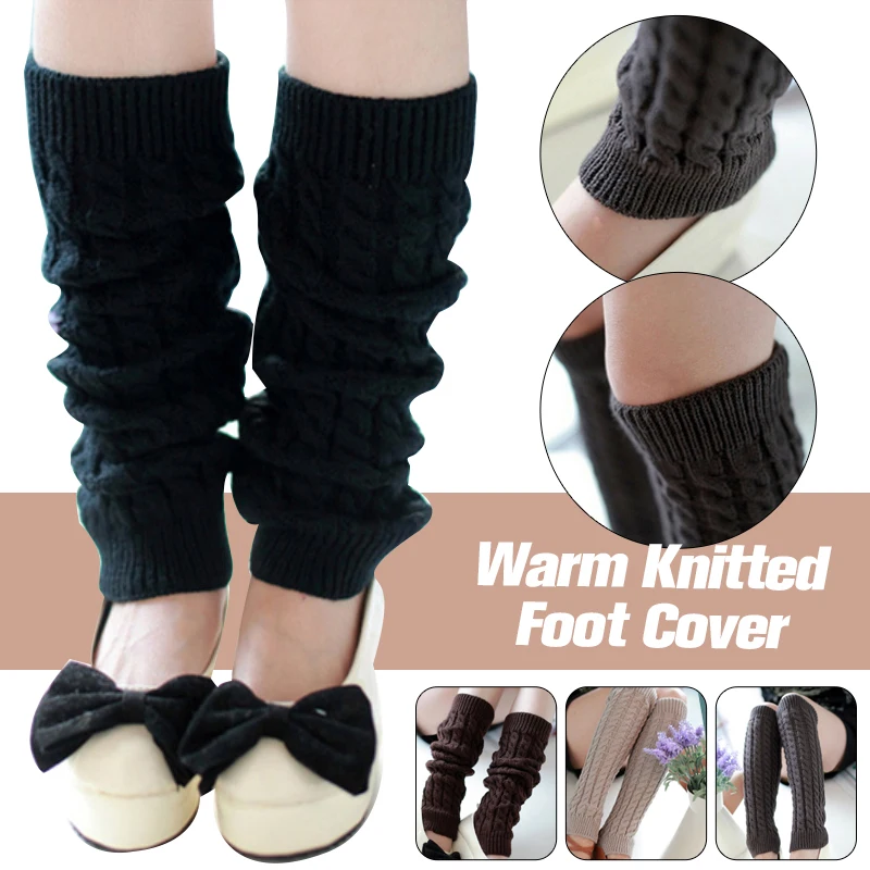 Winter Warm Women Knitted Leg Warmers Loose Style Lady Boot Knee Stockings Crochet Knee Socks Leggings Punk Long Socks