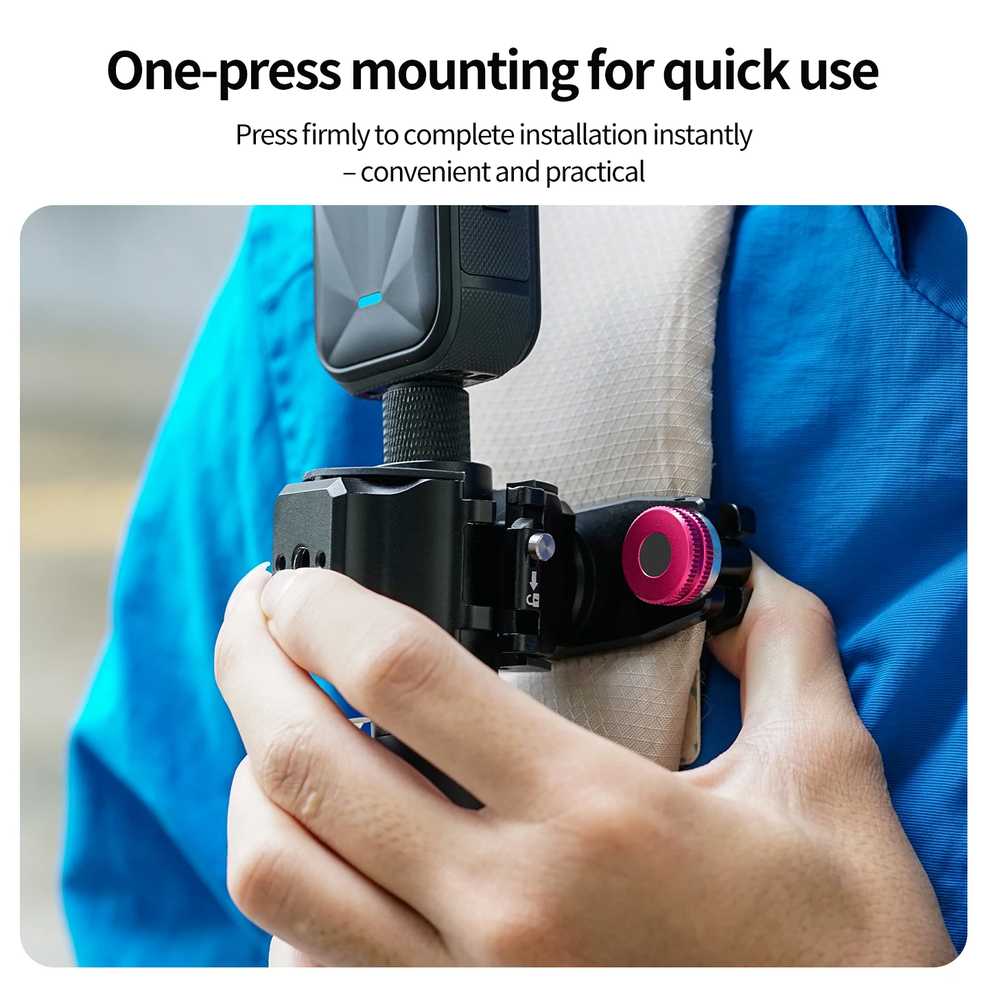 Kamera-Selfie-Stick-Clip für Rucksack-Schultergurt – Schnellverschluss-Halterung für Insta360 GoPro DJI Action – Freihändige Fotografie – Detail 7