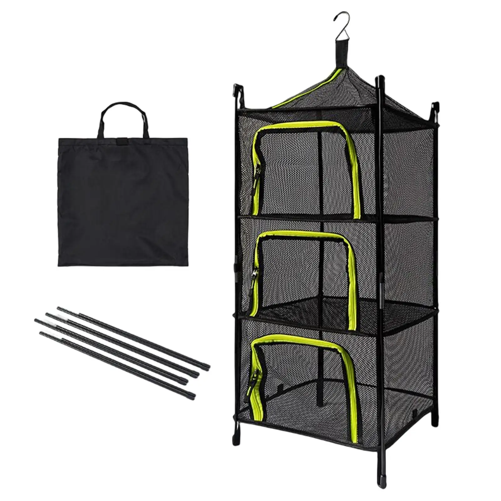 Mesh Hanger 4 Layer Folding for Tent Bud Plant Clothes Drying Enclosed Design Effectively Dual Zippers