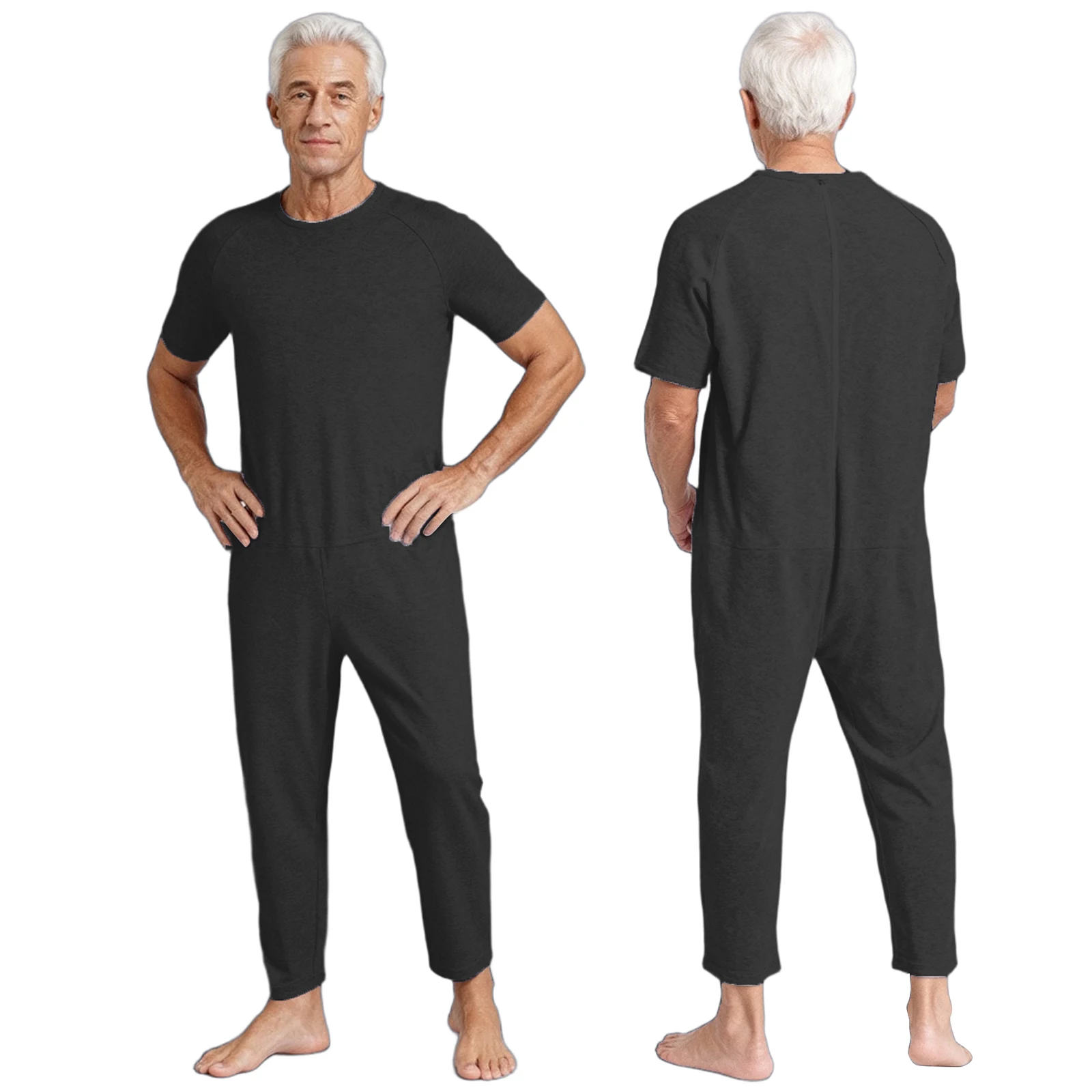 Mens Adaptive Jumpsuit with Back Zip Design And Soft Round Neck Easy Dressing Solution for Elderly Care And Special Needs Adults
