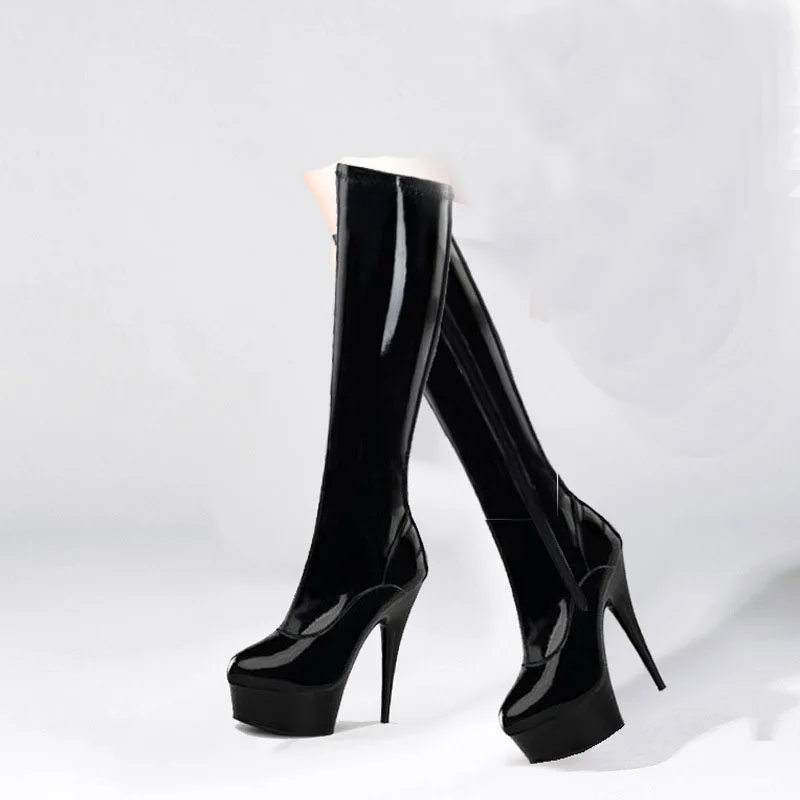 

LAIJIANJINXIA New 15CM/6inches PU Upper Sexy Exotic High Heel Platform Party Women Knee High Boots Pole Dance Shoes B057