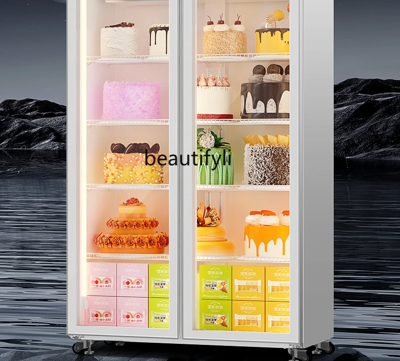 Cake Show Case Baking Fresh Cabinet Freeze Storage Air Cooling Frostless Vertical Dessert Freezer