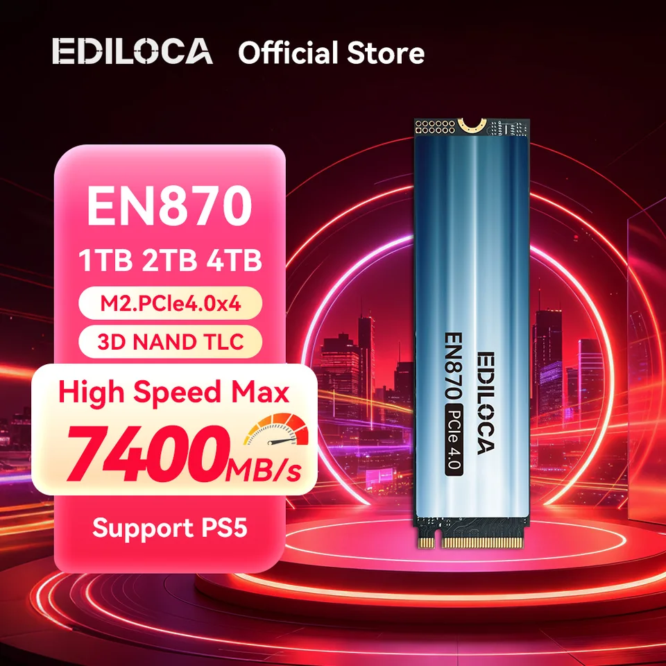Ediloca EN870 SSD 7400MB/s NVMe M.2 2280 SSD PCIe Gen4.0x4 内蔵