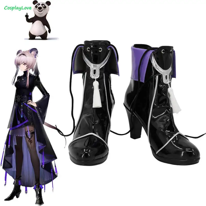 

CosplayLove Arknights Lin Cosplay Shoes Black Cosplay Long Boots Leather Custom Made For Party Christmas Halloween