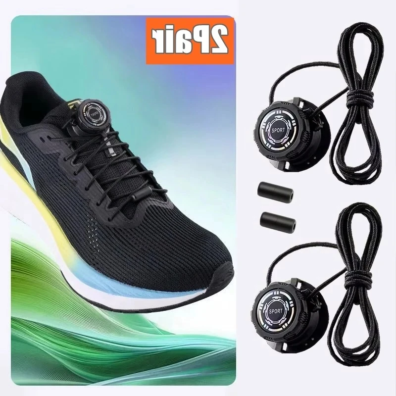 

Automatic Shoelaces Without Ties 2Sets Elastic Laces Sneakers Easy Installation Swivel Buckle Round Thick Rope Shoe Accessories