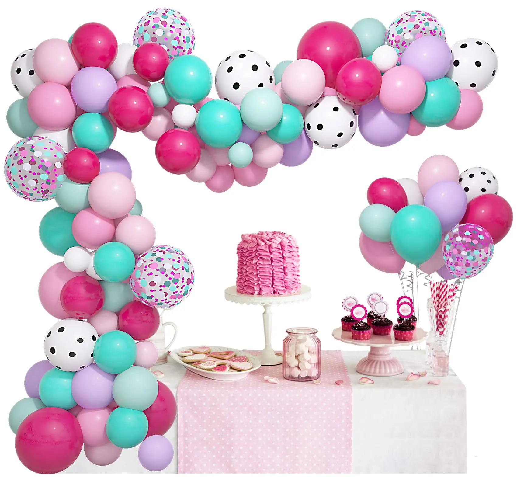 139 Pcs Surprise Party Balloons Garland Rose Red Pink Sea Foam Blue White Polka Dots Confetti Balloon Birthday Baby Shower Decor