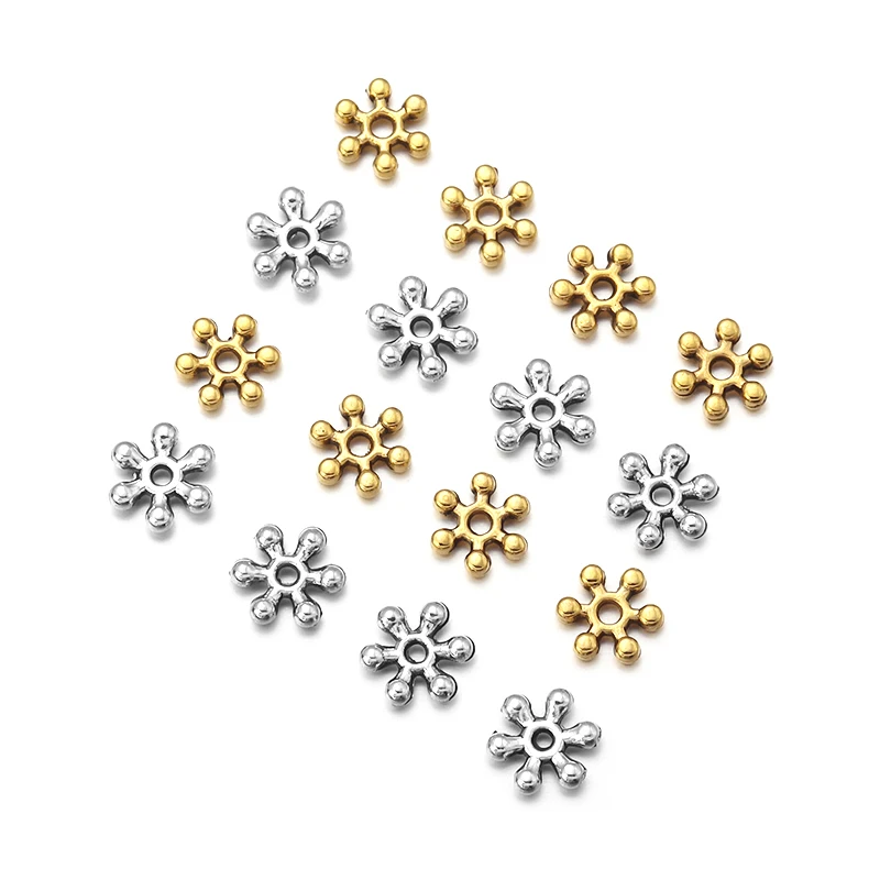 

100Pcs/Lot Alloy Spacer 7mm Snowflake Shape Silver/Gold Loose Spacers Beads DIY Making Bracelet Accessories