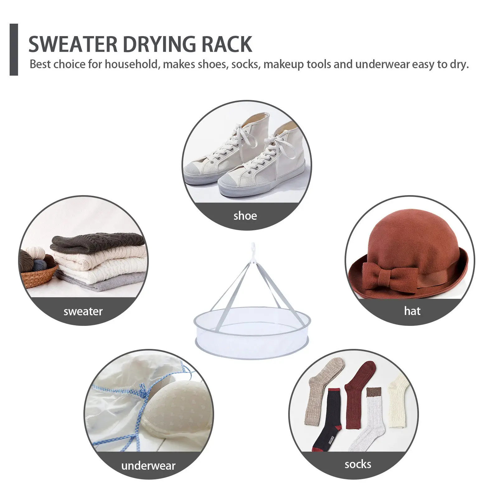 Foldable Mesh Hanging Basket Clothes Drying Rack Net for Sweaters Underwear Socks Shoes Makeup Tools Efficient Time Saving view 6