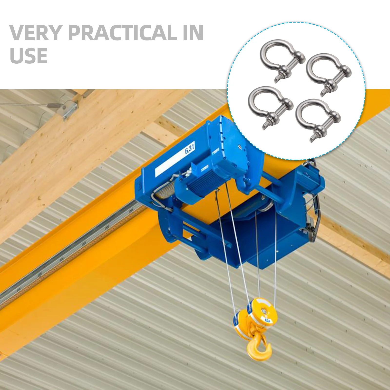 

4pcs Horseshoe Shaped Shackles Stainless Steel Durable Towing Winch Lifting Hooks Ideal for Vehicle Recovery Needs