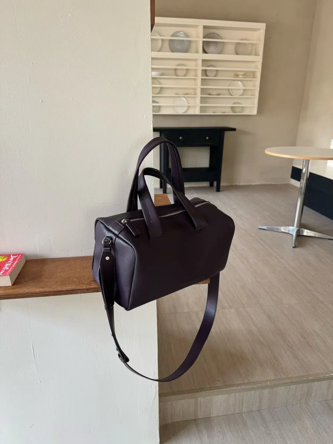 FIRMRANCH Retro Simple Toast Design Cowhide Korean Niche Brand Handbag Boston Bag Women's Single Shoulder Crossbody Purse