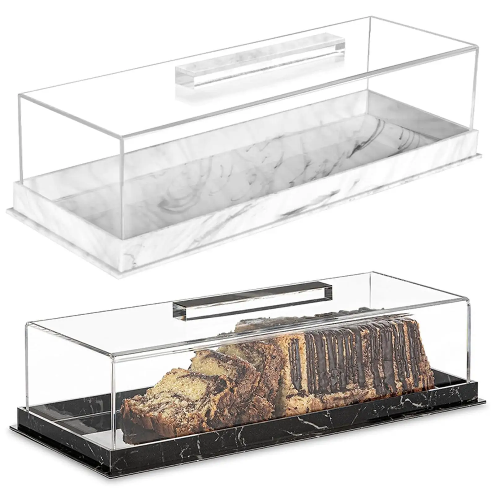 Bakery Pastry Display Case with Clear Lid Dessert Cake Tray Cake Holder for Countertop Baby Shower Party Birthday Fruit Platter