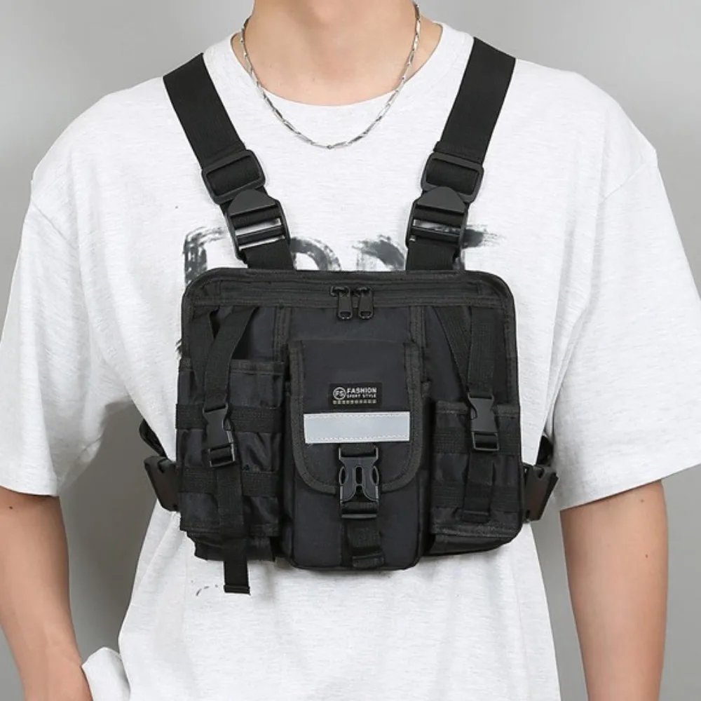 

Oxford Cloth Double Shoulder Chest Bag Waterproof Multi-pocket Message Crossbody Pouch Fashion Streetwear Outdoor Sports Bag